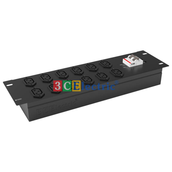 Ổ CẮM TỦ RACK 12 Ổ CẮM C13 (02 HÀNG NGANG), CÓ MCB 2P 32A