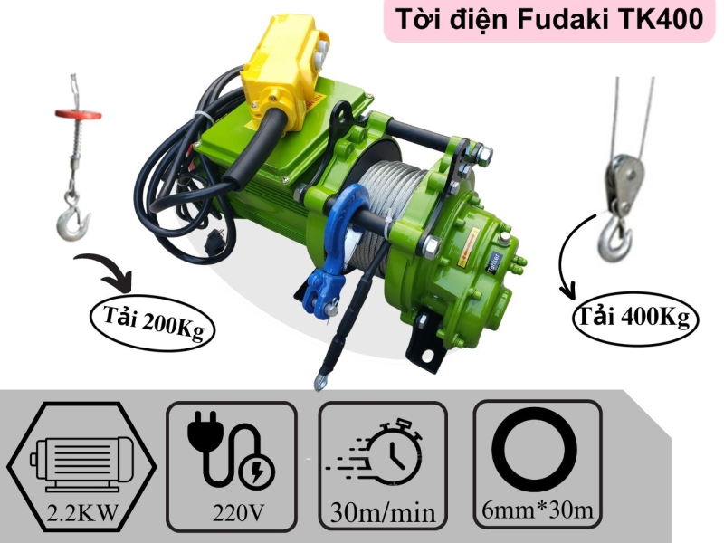 TỜI NHANH FUDAKI TK400 30M/PHÚT -200/400KG