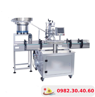 Máy Cấp Nắp Siết Nắp Chai Thủy Tinh Mâm Xoay Tự Động