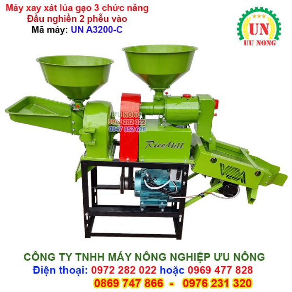 Máy xay xát lúa gạo 3 chức năng A3200-C xát gạo – Nghiền cám – Sàng rung lọc cát sạn 3 cấp