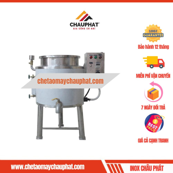 Nồi nấu sữa đậu nành, đậu phụ 3 lớp 50L bằng inox 304